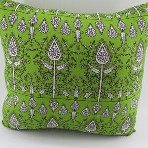 14" Green and White Fancy Decor Pillow.